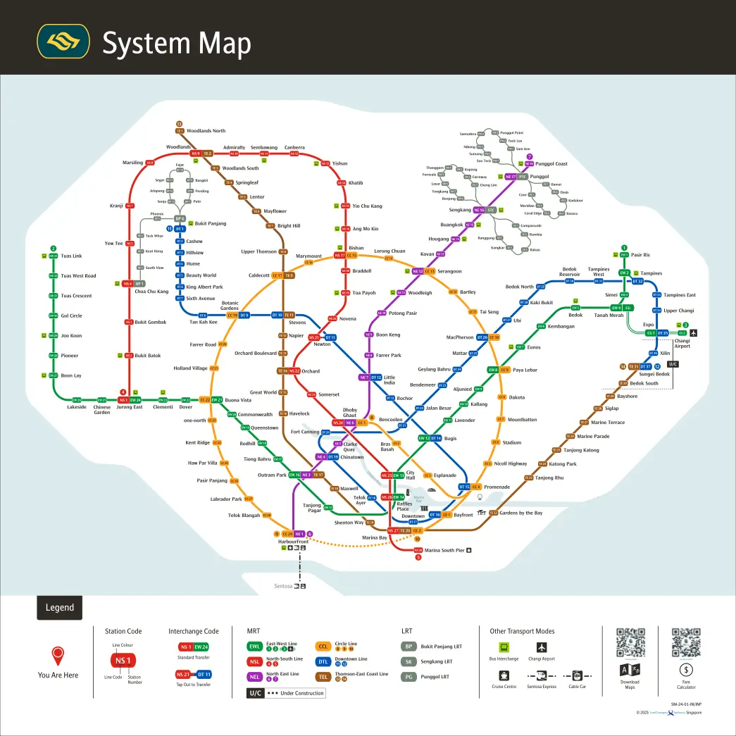 Singapore MRT system map showing the Circle Line